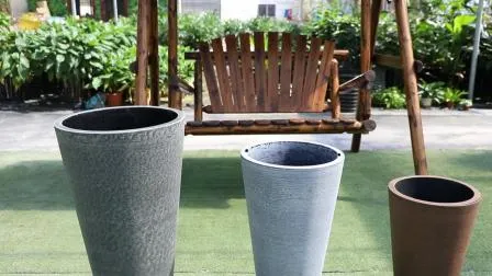 Tall Round Plastic Flower Pot Home Plant Pot (KD9951-KD9954)