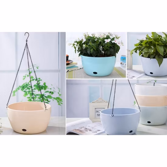 Тканая подвесная корзина для растений Пластиковая самополивающаяся настенная круглая ваза-корзина для цветов Растения Крытый открытый домашний сад Использование украшения Bl22031